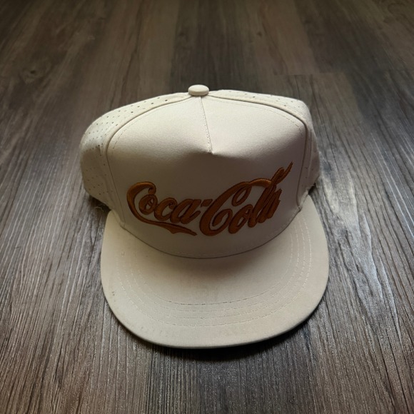 Coca-Cola Other - Coca-Cola Embroidered Logo Baseball Cap‎ Cream Flat Bill Snapback Mens